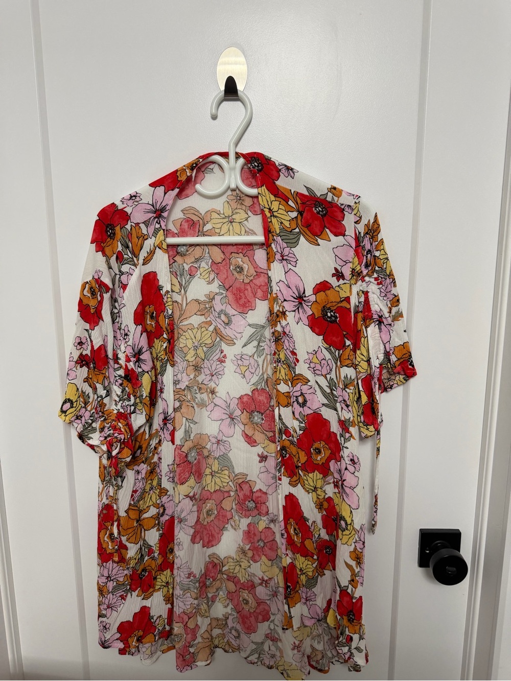 Maurices Sheer Floral Kimono Cardigan - Red, Pink, Yellow